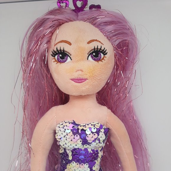 Ty Sea Sequins "Lorelei" 10" Beanbag Plush 2021 Purple Mermaid Stuffed Toy - Picture 2 of 5